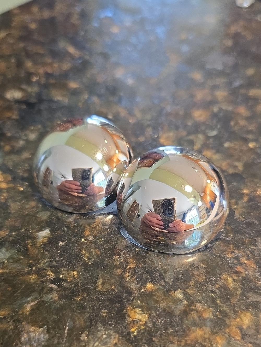 Vintage Pair of Metalic Hemispherical Decorative Domes Clip On Earrings By Monet